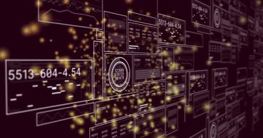 Veri duvarı sürüklenen parçacık kümesine tepki veriyor, kamera akışı gösterirken grafikleri gösteriyor. Gösterge paneli, görselleştirme, paneller, gereçler, ölçüm, okumalar, parallax