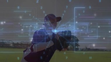 Genç softball oyuncusu topa tepki veriyor, uzanıyor ve yakalıyor. Mavi ise eldivenle aynı hizada. Sporcu, beyzbol, dış saha, çim, hareket, aksiyon, odaklanma