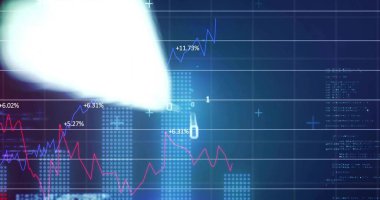 Ekranda kırmızı ve mavi çizgiler olan pazar grafikleri gösteriliyor, noktalı çubuklar gösteriliyor,% etiketler. Gösterge paneli, analitik, görselleştirme, grafikler, çizgiler, ölçüler, görüntü