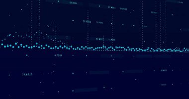 Koyu renk donanma gösterge panelinde yoğun Cyan veri noktası bandı gösteriliyor, sayısal etiketler ve kılavuzlar gösteriliyor. Zaman dizisi, dağınıklık grafiği, görselleştirme, analitik, arayüz, ızgara çizgileri, üstüste diziler