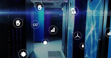 Koridor algılama uyarısını düzenle, üst üste bindirmeler etkinleştiriliyor, simgeler kayıyor, izleme için ölçüler güncelleniyor. Veri tabanı, sunucu, kabine, koridor, telemetri, mavi, göstergeler