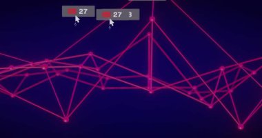 Magenta ağ atımı, yumurtlama uyarı rozetleri, işaretçi aktivite gösteren dalgalanmalara neden olur. Ağ, neon, holografik, arayüz, dijital, soyut, geleceksel