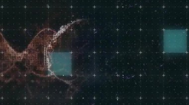 Teal Meydanı görünüyor, HUD taraması taraması yapıyor, filaman beyin şekilleniyor ve nabzı atıyor, veri akışını gösteriyor. Sinirsel, holografik, kafes, arıza, çapraz, ızgara, arayüz