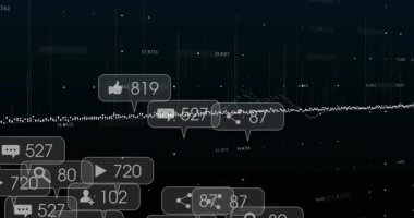 Noktalı dalga biçimi titreşimi, yumurtlayan gri ikon kabarcıkları sürükleniyor, kümeleniyor ve çatışmayı gözünde canlandırıyor. Kontrol panelleri, analitikler, görselleştirme, ölçüler, bildirim, arayüz, soyut