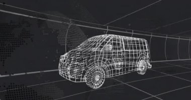 Küre titreşimi ve kablo 3 boyutlu karavanın ön örgüsünün parçalanmasına ve teknik demo için yeniden birleştirilmesine neden oluyor. Çokgen, ızgara, tünel, yörünge, hareket, nokta bulut, gelecek