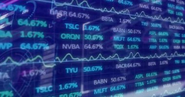 Gelen tik başlatılıyor LED ekran güncelleme değişen satırlar canlı hareket gösteren tuş saatleri. Pazar, finans, grafikler, veriler, ızgara, neon, fütüristik