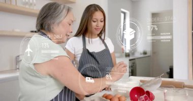 Üst düzey kadın yumurtaya uzanıp kaseyi kırıyor, ergenlere lojistik harcamalar artarken öğretiyor. Aşçılık, aile, mutfak, önlükler, pişirme, akıl hocalığı, öğrenim