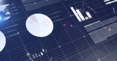 Merkezin solundaki koyu mavi panelde çubuk ve şamdanları gösteren büyük soluk pasta grafiği gösteriliyor. Veri, görselleştirme, analitik, ızgara çizgileri, çapraz görüş, içgörü, arayüz
