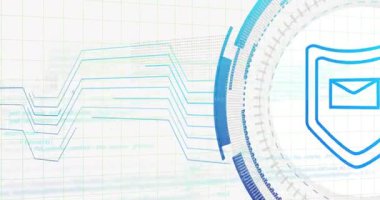 Dairesel HUD sağa giriyor, titreşerek sola doğru ilerlerken, güvenli posta gösteriliyor. Arayüz, kabartma, amblem, holografik, fütürist, dijital, neon
