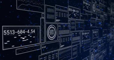 Kamera boş çerçeveleri kapatmaya başlıyor. Veri duvarı düzgün çalışıyor. Ölçümleri gösteren paneller var. Hud, gösterge paneli, ızgara, göstergeler, grafikler, histogramlar, dalga biçimleri