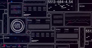 Gösterge paneli UI popülasyon modülleri, dairesel gösterge güncellemesi, görselleştirme ölçümleri üzerinde. Panel, ızgara, matris, neon, dalga formu, grafikler, kodlar