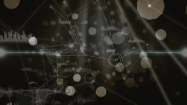 Faint streaks starting node lines while data network forming, pulsing, resolving into luminous core. Abstract, digital, mesh, wireframe, hud, scanline, hexagon