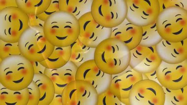 Sarı simgeler çerçeveyi dolduruyor, yer değiştiriyor ve insanın kolunu kaldırarak pazarlama için silindiri kaldırmasını sağlıyor. Emojiler, üst üste, hareket, hareketli, neşeli, renkli, dekoratif