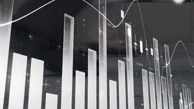 Başlangıç, finans çizelgesi canlandırma çubukları çizgi değiştirme insanları pazarı göstermek için hamleler yapıyor. Kaplama, şamdan, grafik, iş, pazarlama, animasyon, ticaret
