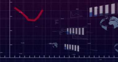 Veri güncellemesinde çubuk küme kaydırma merkezi sayısal değişimi gösterirken kırmızı trend çizgisi kayar. Gösterge paneli, görselleştirme, bilgi, parallaks, ızgara, küre, küçük resimler