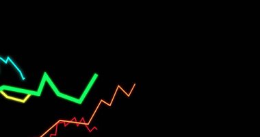 Neon kıvılcımları sol aşağı kıvılcımlar büyüyen, dalgalanan, yükselen, yerleşen, haritalayan çizgiler başlatıyor. Parlak, hareketli, soyut, dalga biçimi, açısal, dinamik, kontrast