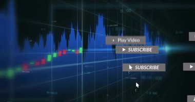 İmleç tıklamasından sonra, 3D veri tablosu abonelik kartlarının kullanıcıları bağlamak için çevirme ve sürükleme yaptığını gösterir. Kontrol paneli, finans, derinlik, neon, holografik, ızgara, analiz