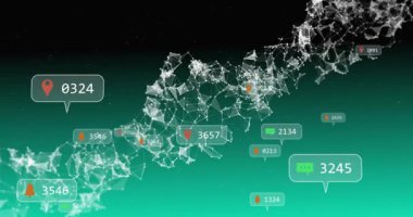 Kamera panelleri ve veri darbeleri sürücü ağını parlatıyor, veri akışını gösteren hareket eden kimlikler üretiyor. Ağ, kurdele, düğümler, çağrılar, üçgen, şekiller, gradyan