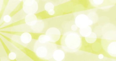 Sol radyal bantlar, bokeh daireler çizerek hareket ediyor ve titreşerek yumuşak kireç parlaklığı yaratıyor. Soyut, aydınlık, dağınık, hareket, arkaplan, parçacıklar, güneş patlaması