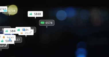 Sol alt baloncukları patlatan küçük küme sürüklenme merkezini büyütüyor sonra da sağ taraftan çıkıp dalgalanmayı gösteriyor. Bildirimler, simgeler, sayaçlar, şehir, gece, bokeh, ışıltı