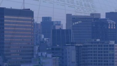 Başlangıç kılavuzunda kaybolan Skyline ızgarası% etiketler, titreşen verileri gösteren yüzükler çiziyor. Şehir manzarası, gökdelenler, şehir, alacakaranlık, turkuaz, gösterge panelleri, analitik