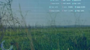 Telemetri sinyali HUD kaplama alanını başlatıyor, güç izleme için grafikleri ve saatleri canlandırıyor. Kırsal, çayır, pilon, veri, grafikler, manzara, kılavuz çizgileri