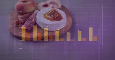 Sarı çubuklar sol alttan yükseliyor. HUD, brie çarkını kaplıyor. Kaydırma büyüyen klonlama verileri gösteriyor. Camembert, tepsi, yayılma, meyve, bez, kaplama, dijital