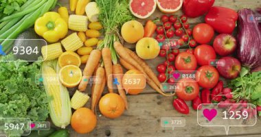 Açılır pencereler yeniden açılıyor, kabarcıklar büyüyor ve kayıyor, yerleşiyor, nişanı gösteriyor. Düzlük, düzlük, kırsal, rengarenk, meyveler, sebzeler, örtüler