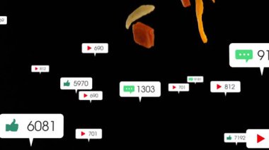 Derinlikten çıkan ilk etiketler, yüzen kabarcıklar, çağlayan parçalar, çarpışmayı görselleştirme. Simgeler, kampanya, 3d, soyut, dijital, etkileşim, metrik