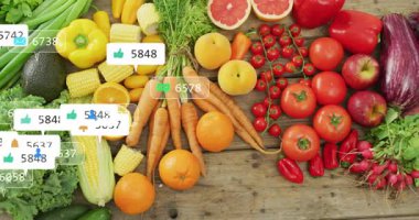 UI rozetleri patlıyor, istifleniyor, ürünlerin üzerine sürükleniyor, yeni beğeniler tarafından tetikleniyor, popülerlik gösteriyor. Genel giderler, kırsal, piyasa, canlı, renkli, bol, meyveler