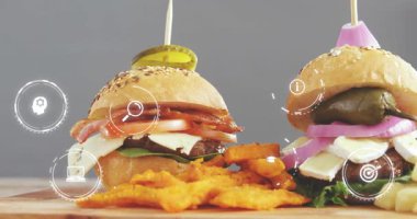 HUD simgesi ortaya çıkıyor, kamera çalışırken simgeler yumurtluyor, üç kaydırma çubuğunu gösteriyor, menüyü önizletiyor. Düz çizgi, minimalist, üst üste, arayüz, tahta, gevrek, parlak