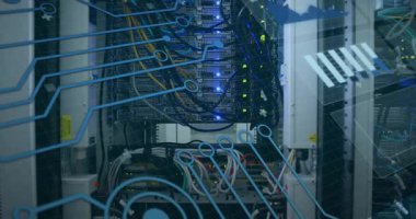 Gri arkaplandaki istatistik ve veri işleme animasyonları. Küresel iş finansmanı ve bağlantılar konsepti dijital olarak oluşturulmuş video.