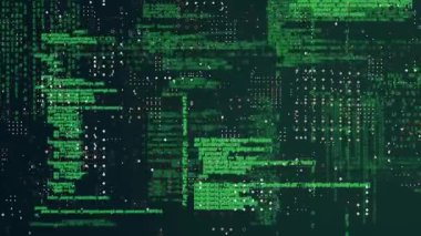 Siyah arka plandaki veri işleme üzerindeki parazitin canlandırması. Küresel internet bağlantıları veri işleme ve dijital arayüz konsepti dijital olarak oluşturulmuş video.