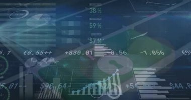 Donanma geçmişi üzerinden finansal verilerin ve grafiklerin animasyonu. küresel iş, finans, ekonomi ve teknoloji konsepti dijital olarak oluşturulmuş video.