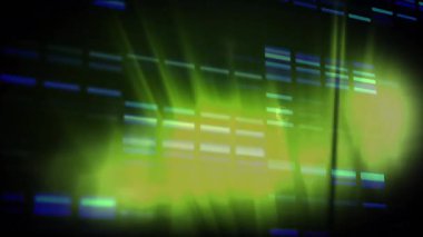 Parlak dikdörtgenlerin üzerinde veri işleme animasyonu. küresel hesaplama ve veri işleme kavramı dijital olarak oluşturulmuş video.