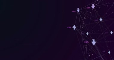 Mavi arkaplanda veri işleme animasyonu. küresel iş ve dijital arayüz kavramı dijital olarak oluşturulmuş video.