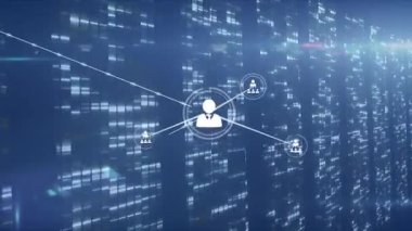 Bir. Küresel iş ve dijital arayüz kavramı dijital olarak oluşturulmuş video.