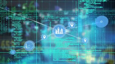 Veri işleme üzerinden bağlantı ağının animasyonu. küresel iş ve dijital arayüz kavramı dijital olarak oluşturulmuş video.