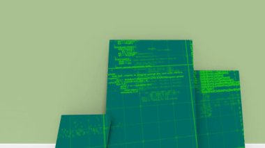 Şekiller üzerinde veri işleme animasyonu. küresel iş ve dijital arayüz kavramı dijital olarak oluşturulmuş video.