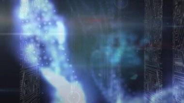 Bilgisayar sunucuları üzerinden veri işleme animasyonu. küresel veri işleme, hesaplama ve internet bağlantıları konsepti dijital olarak oluşturulmuş video.