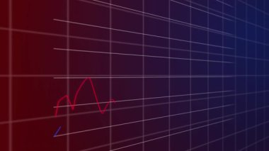 Kırmızı ve mor arkaplan üzerinde finansal grafiklerin ve verilerin animasyonu. küresel ekonomi, finans, iş ve teknoloji kavramı dijital olarak oluşturulmuş video.