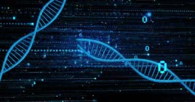 Animation of dna strands over data processing. Global business and digital interface concept digitally generated video.