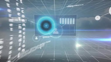 Dijital olarak üretilen küresel bir bağlantı ve teknoloji ağı. Küresel bağlantılar veri işleme ve dijital arayüz konsepti dijital olarak oluşturulmuş video.