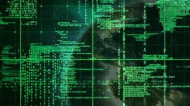 Dünya üzerinde veri işleme animasyonu. küresel iş ve dijital arayüz kavramı dijital olarak oluşturulmuş video.