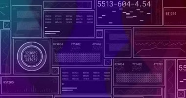 Veri işleme ve tarama alanlarının animasyonu. Dijital olarak oluşturulmuş küresel bilgisayar ve veri işleme kavramı.