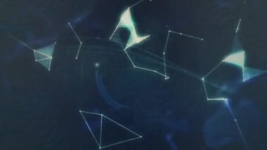 Koyu arkaplanda parlayan ağ işleme verilerinin animasyonu. Veri, dijital arayüz, bağlantı, işleme ve küresel iletişim, dijital olarak oluşturulmuş video.