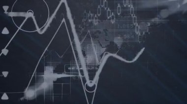 Siyah arkaplanda veri işleme animasyonu. Sosyal medya ve dijital arayüz kavramı dijital olarak oluşturulmuş video.