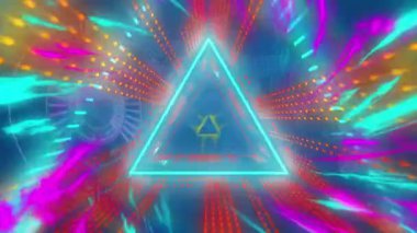 Mavi zemin üzerinde ışık izlerinin ve mikroskop taramasının animasyonu. Bilim, ışık ve hareket konsepti dijital olarak oluşturulmuş video.