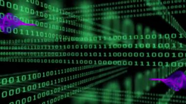 İkili kod animasyonu ve siyah arka planda bilimsel veri işleme. bilgisayarlar, bilim ve teknoloji konsepti dijital olarak oluşturulmuş video.