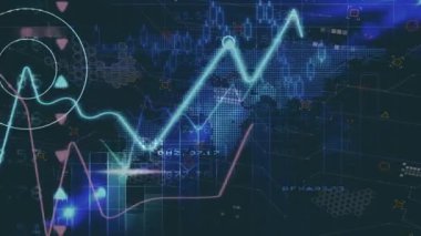 Dünya haritası üzerinde veri işleme animasyonu. küresel iş ve dijital arayüz kavramı dijital olarak oluşturulmuş video.